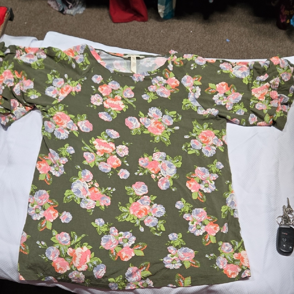 Matilda Jane Floral Olive Blouse